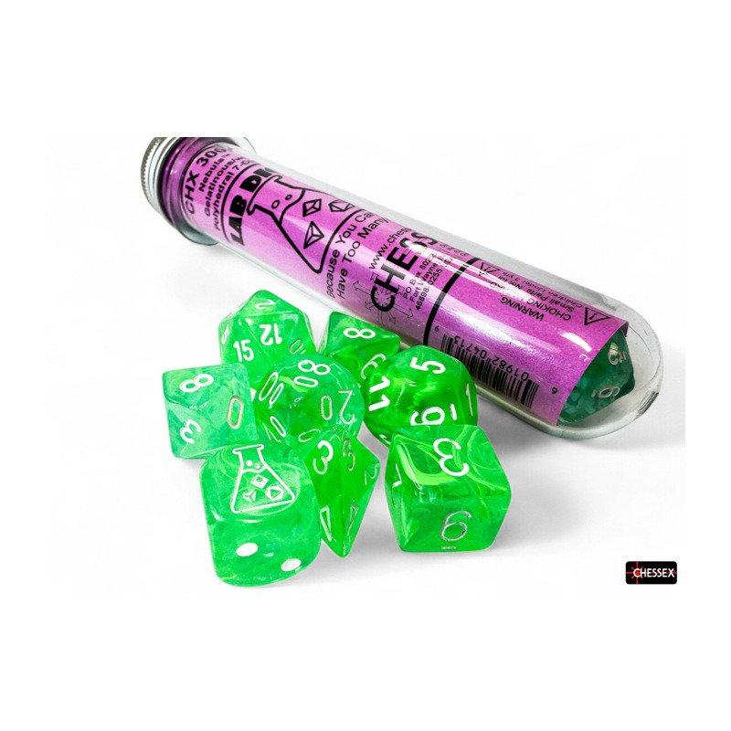 Chessex - Lab Dice Nebula Gelatinous/white Polyhedral 7-Dice Set (with bonus die)