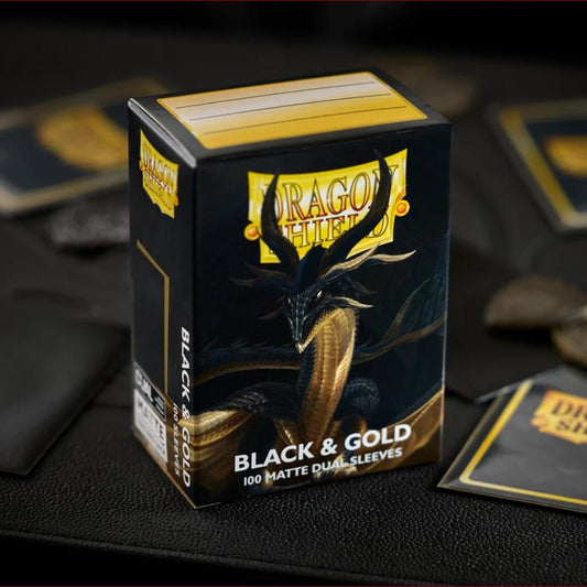 100 Dragon Shield: Black & Gold - Matte Dual Standard Sleeves