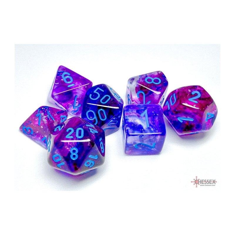 Chessex - Nebula Nocturnal/blue Luminary Polyhedral 7-Dice Set