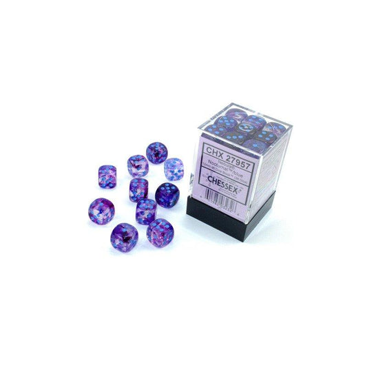 Chessex - Nebula Nocturnal/blue Luminary 12mm d6 Dice Block (36 dice)