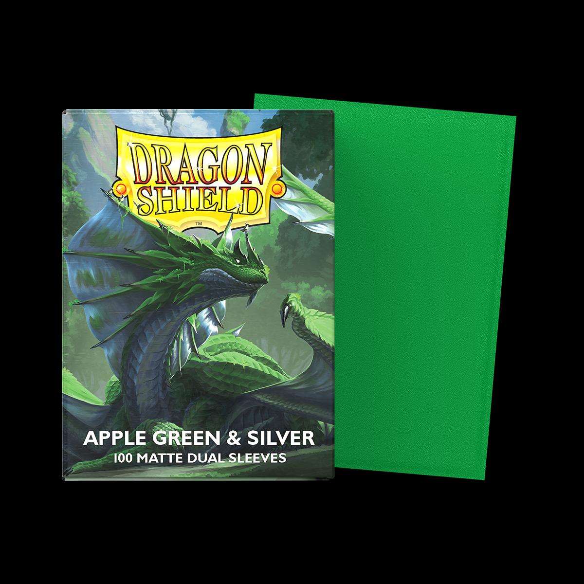 100 Dragon Shield Sleeves - Matte Dual Apple Green & Silver